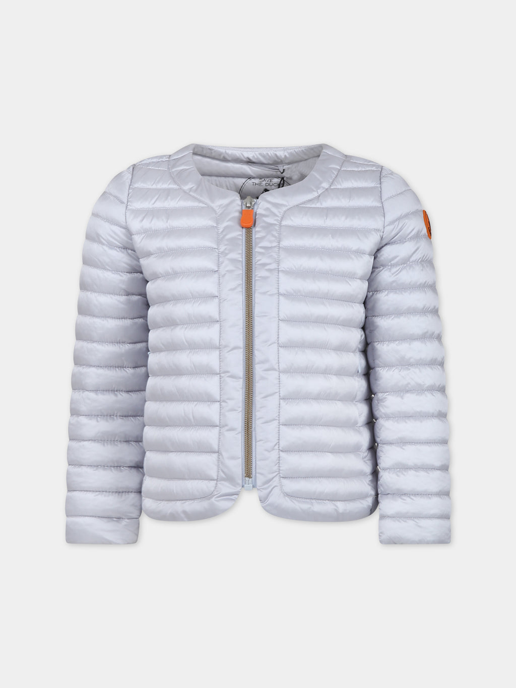 Grey Vela down jacket for girl with iconic logo